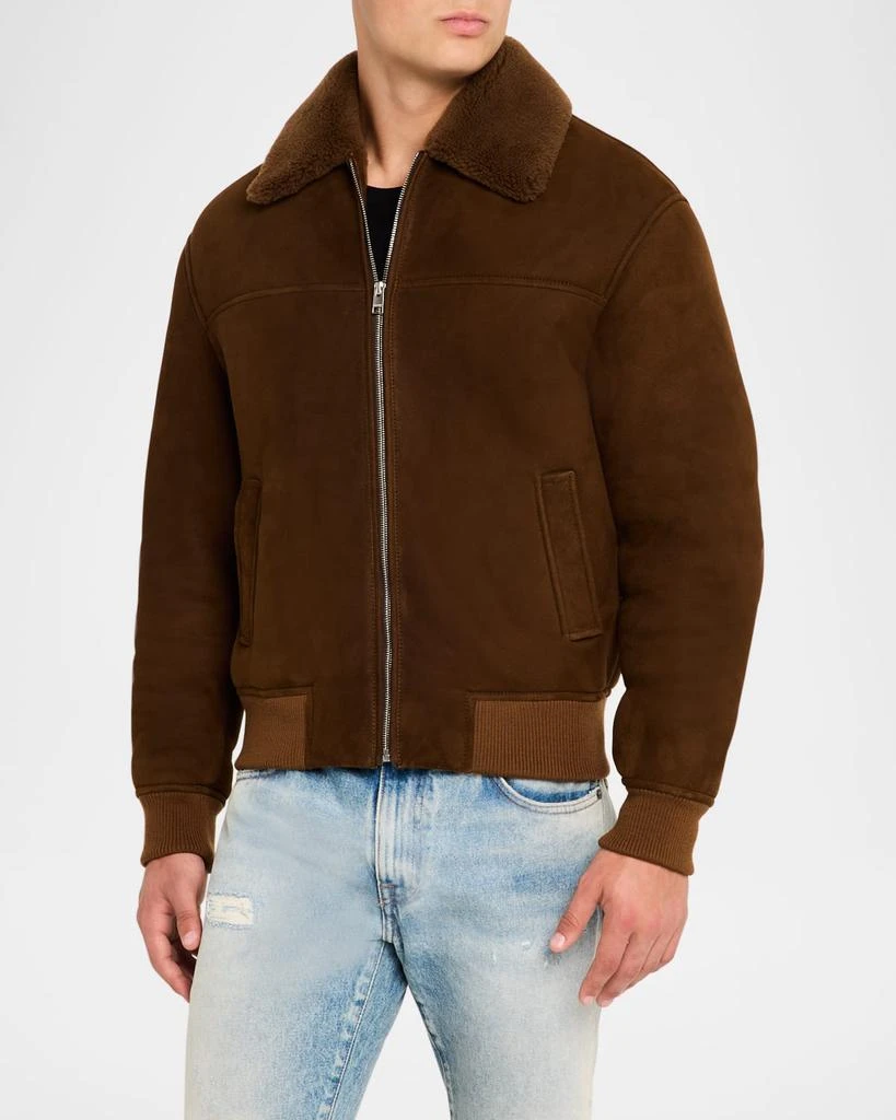 FRAME Men's Suede Shearling Bomber Jacket 4