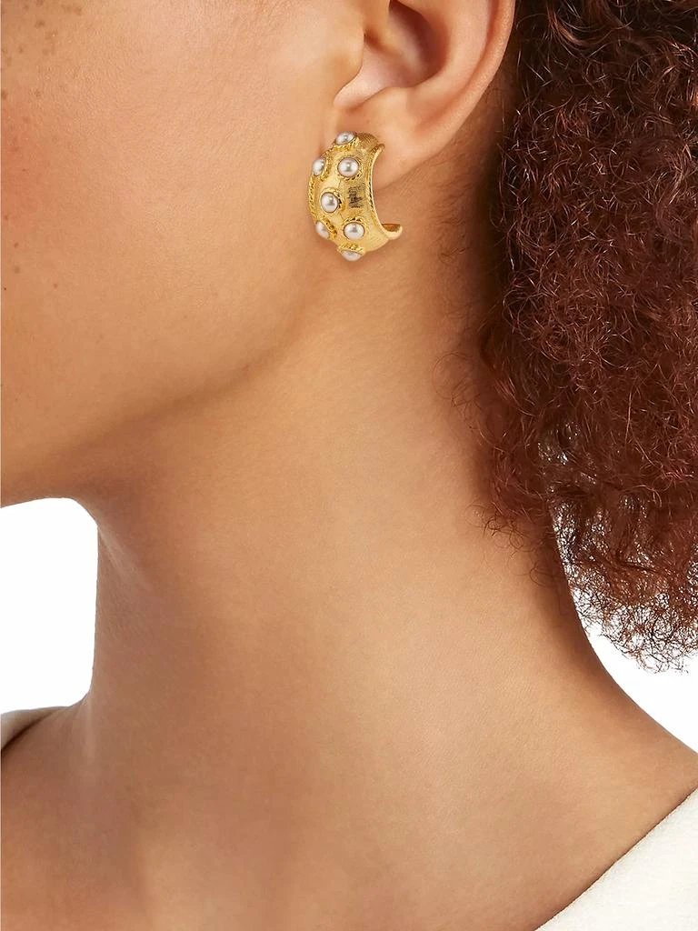 BEN-AMUN New Byzantine 24K-Gold-Plated &amp; Imitation Pearl Hoop Earrings 2