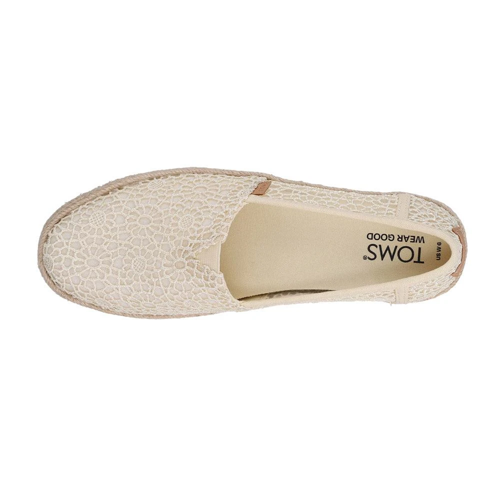 TOMS Valencia Floral Crochet Platform Espadrille Slip On Flats 4