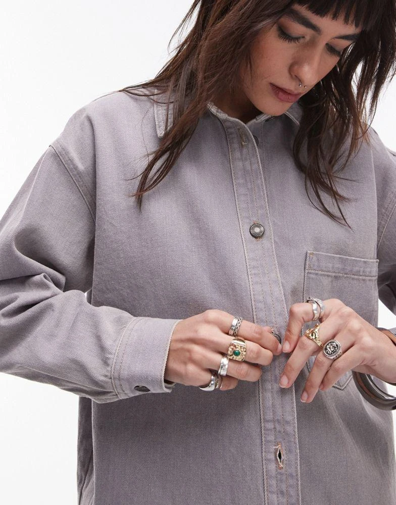 Topshop Topshop denim shacket in sandstorm grey 2