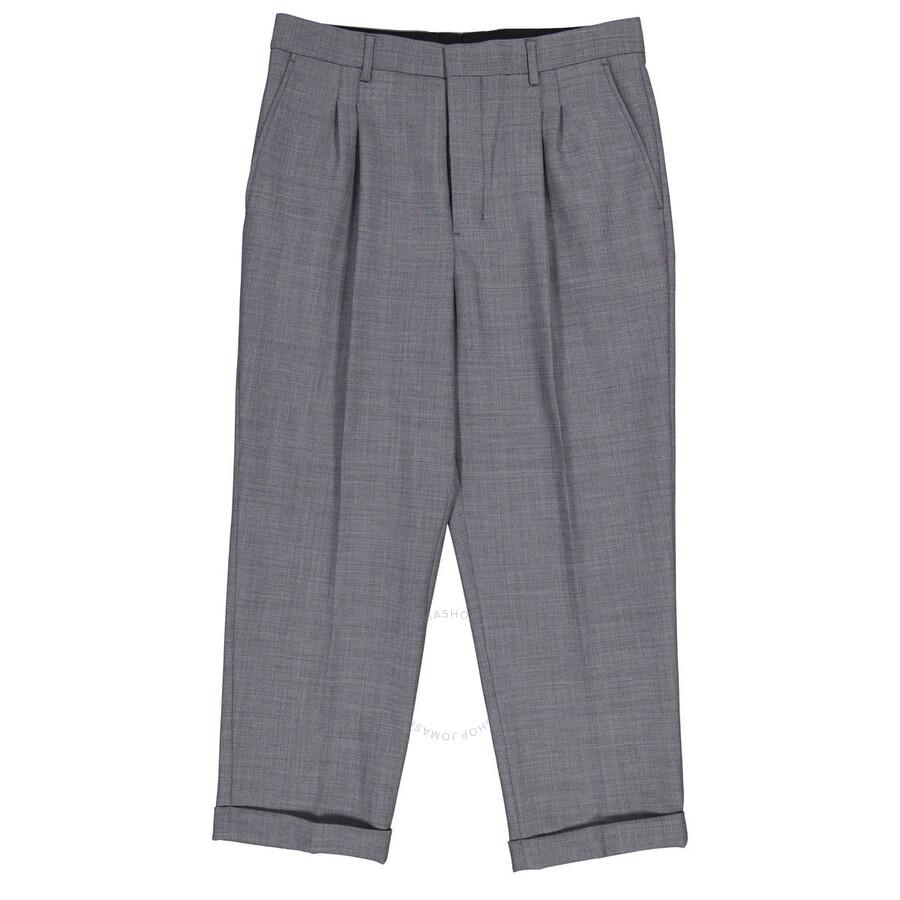 AMI Men's Gris Chine Carott Fit Trousers