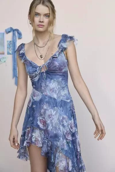 Urban Outfitters UO Hyacinth Lace Spliced Midi Dress 1