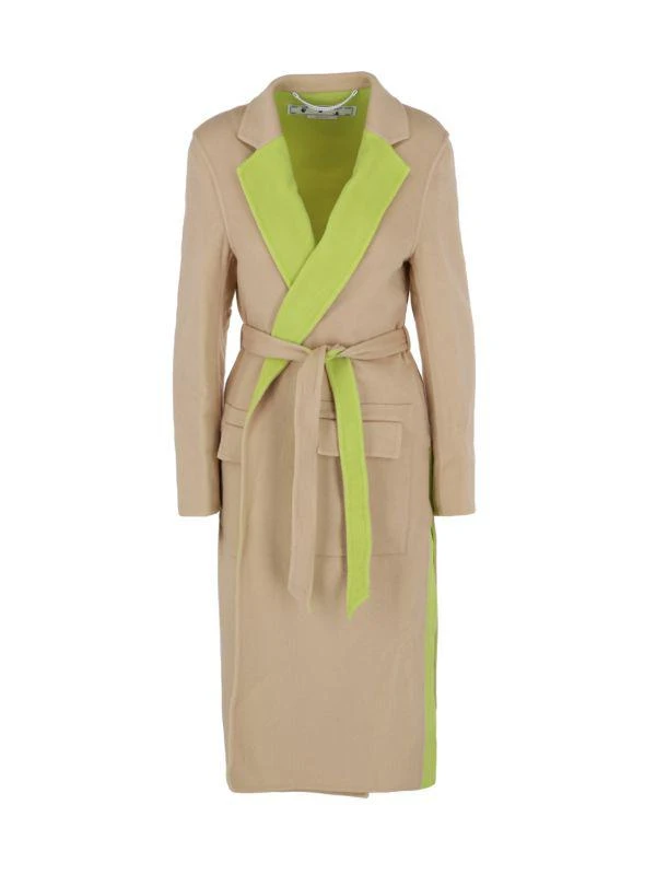 Off-White Relaxed Fit Wool & Cashmere Belted Coat 1