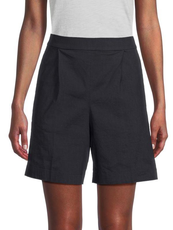 Theory Pleated Front Linen Blend Shorts