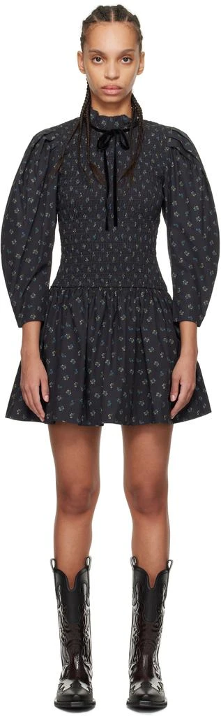 white christmas dresses Ganni Leopard Printed Denim Mini Dress – Shop at the Mix main image 0