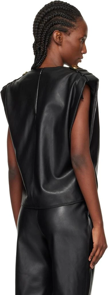 Balmain Black Draped Faux-Leather Top 3
