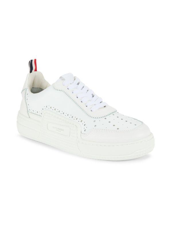 Thom Browne Perforated Low Top Leather Sneakers