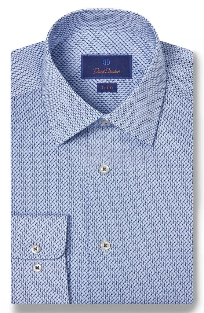 David Donahue Trim Fit Micro Print Dress Shirt 6