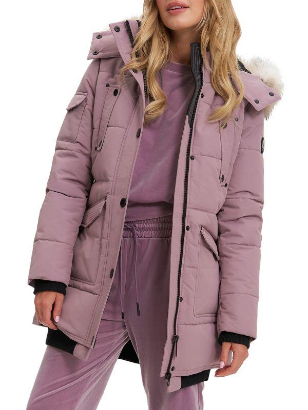 NOIZE Astrid Faux Fur-Trim Quilted Parka
