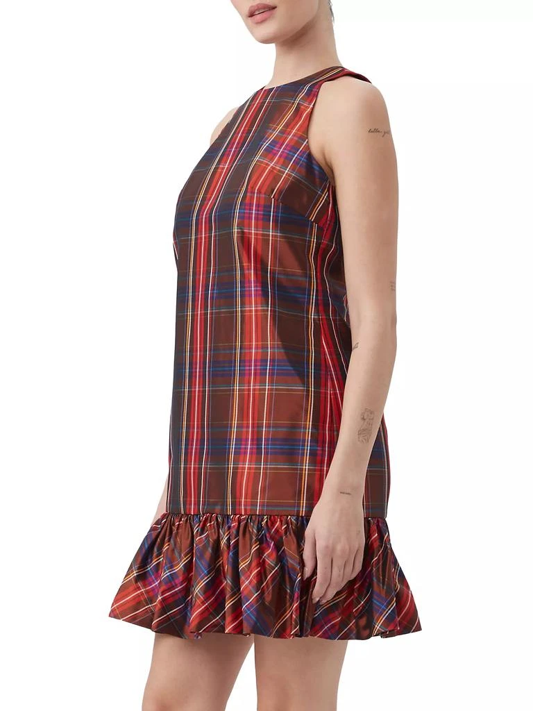 Trina Turk Berry Plaid Puff-Hem Dress 3