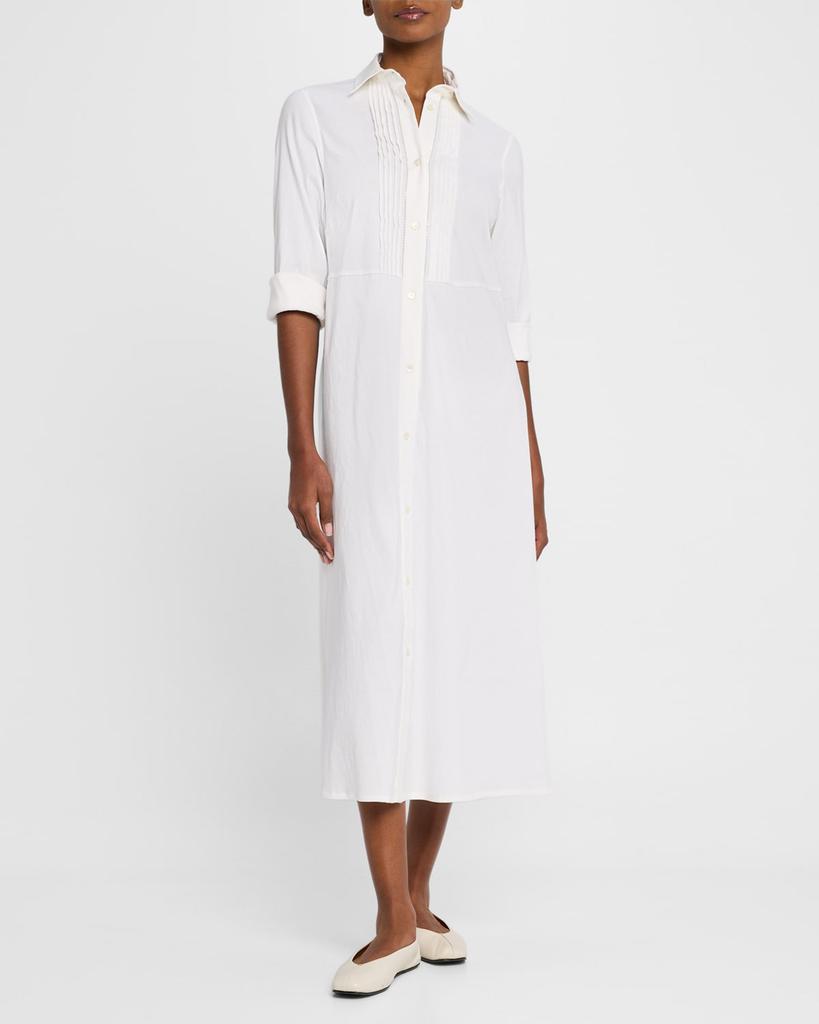 Fabiana Filippi Pintuck Stretch Linen-Viscose Midi Shirtdress