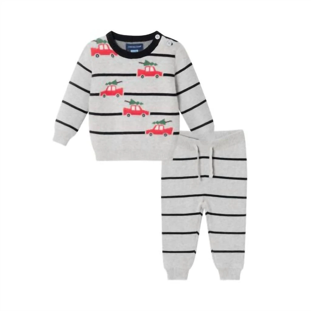Andy 
Evan Andy 
Evan - Boys Stripe Holiday Car Sweater Set