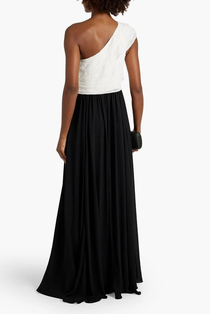 MIKAEL AGHAL One-shoulder ruffled broderie anglaise and chiffon gown 3
