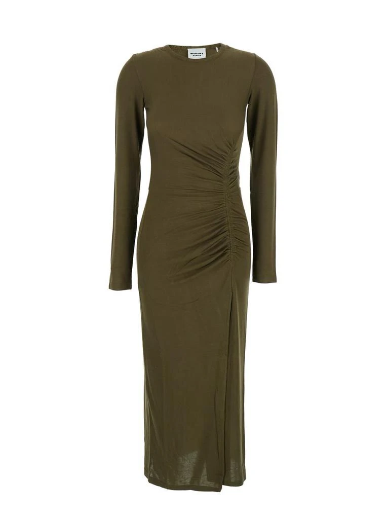 slim fit dress slacks Isabel Marant Étoile Olive Green Ruffle Dress 55 47503755 – trenbe main image 0