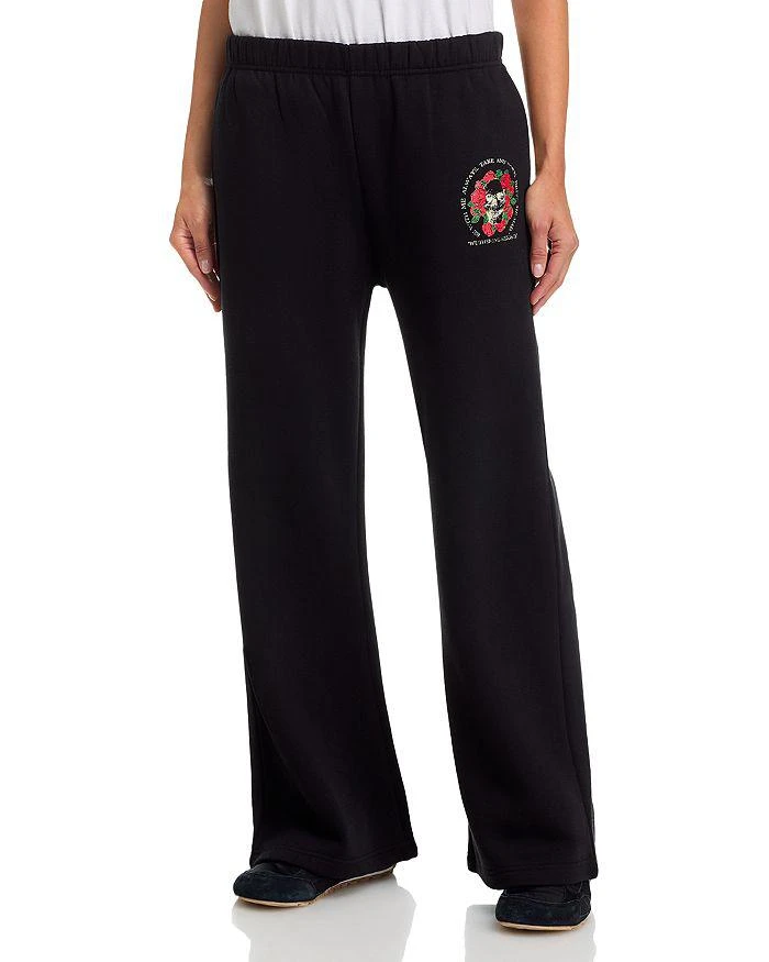 AQUA Rose Skull Wide Leg Sweatpants - Exclusive