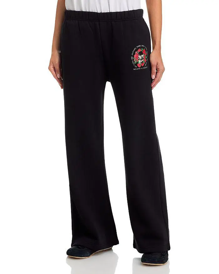 AQUA Rose Skull Wide Leg Sweatpants - Exclusive