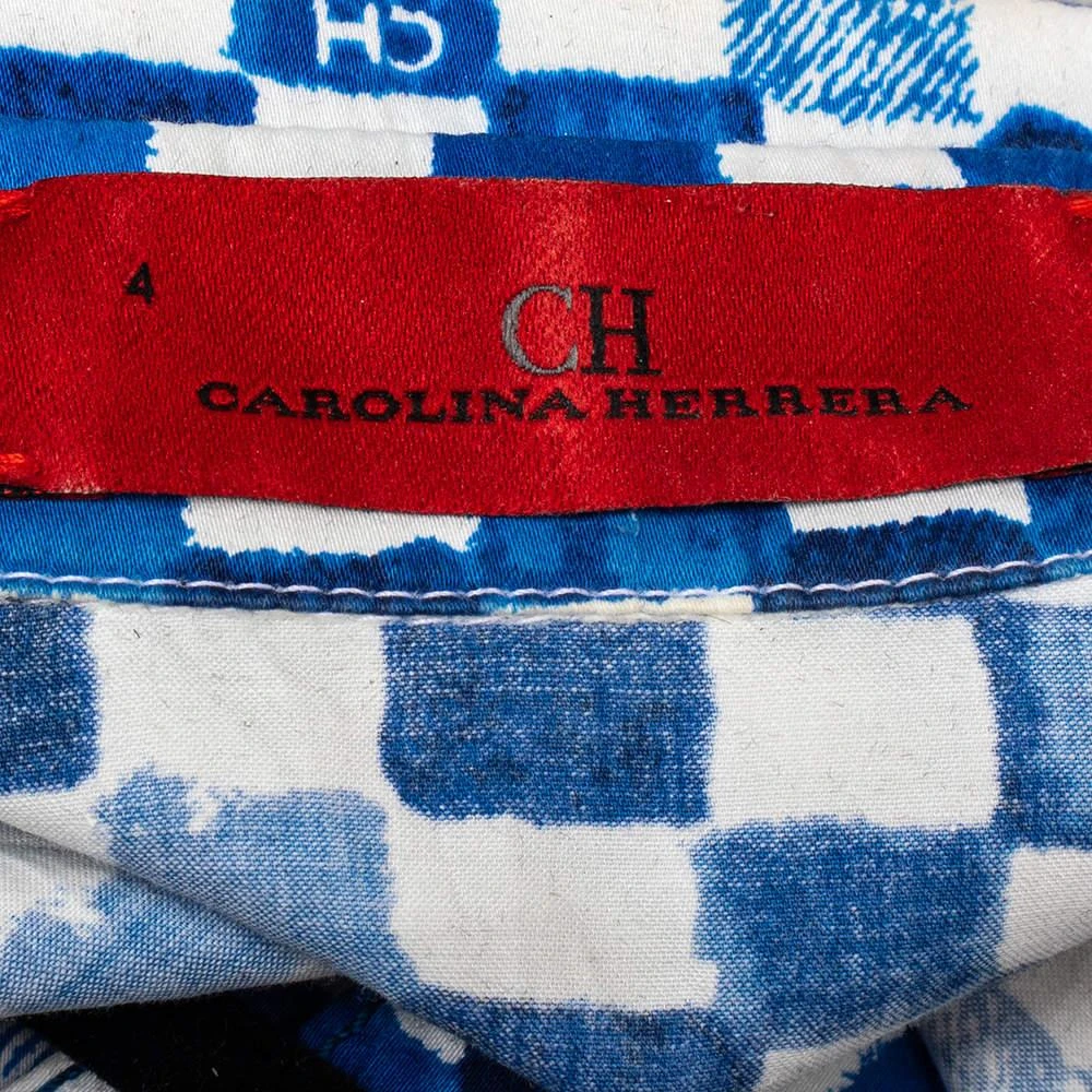CH Carolina Herrera CH Carolina Herrera Blue Logo Grid Print Cotton Belted Dress S 5