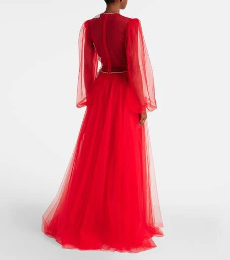 Costarellos Floral appliqué tulle gown 3