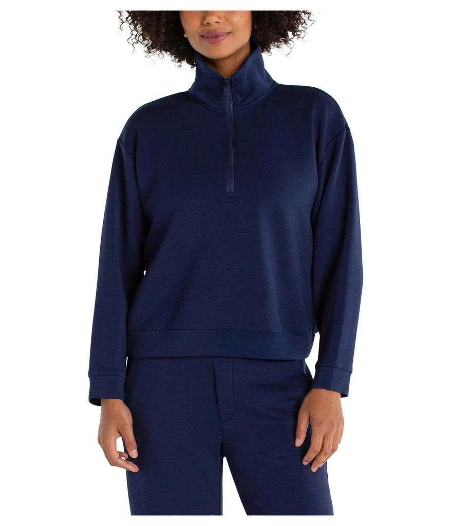 Liverpool Los Angeles Plush Comfor Half Zip Popover Long Sleeve Sweater