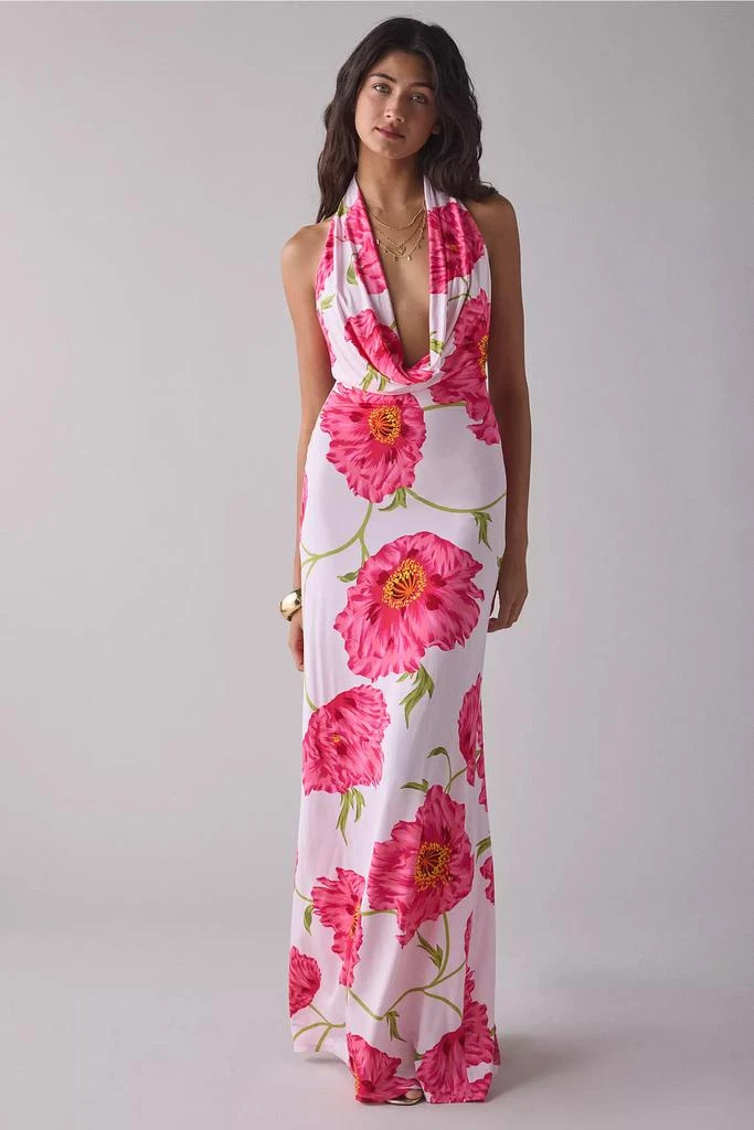 AFRM Imade Oversized Peony Plunging Cowl Halter Maxi Dress  On Sale Now  with Up to 50% Off | Discover Exclusive Deals & Savings at BeyondStyle   Authentic AFRM Dresses|womens|Women's with Limited-Time