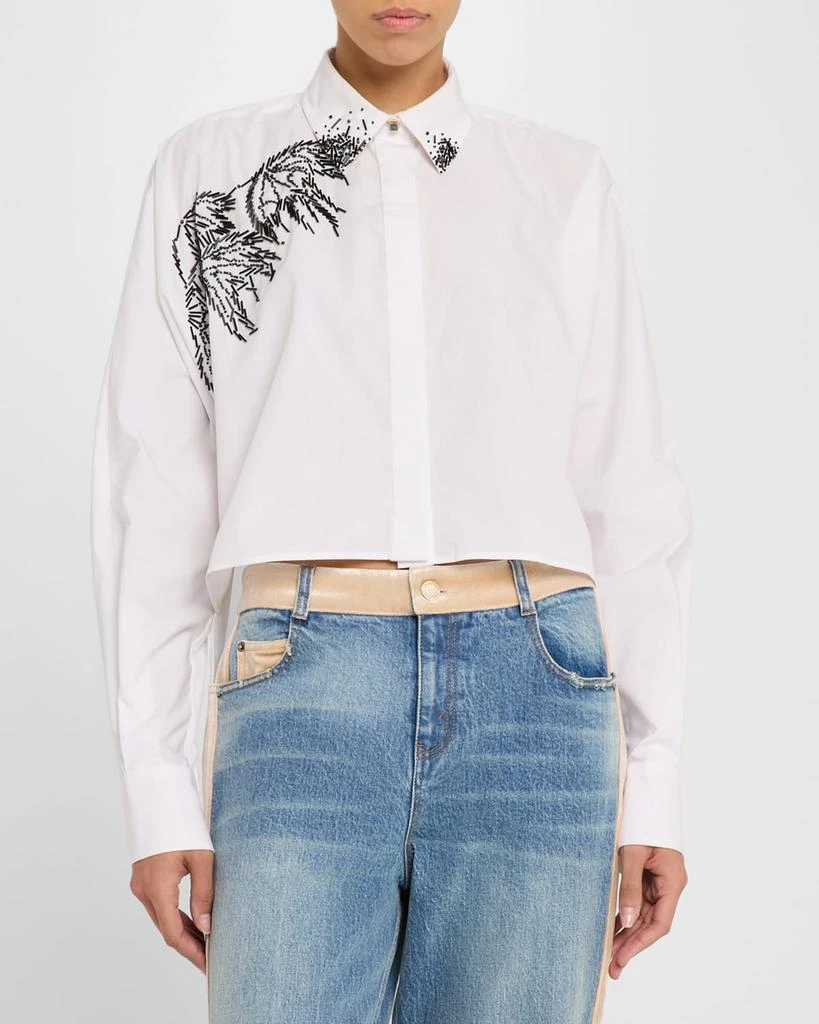 Hellessy Teddy Beaded High-Low Button-Down Shirt 4