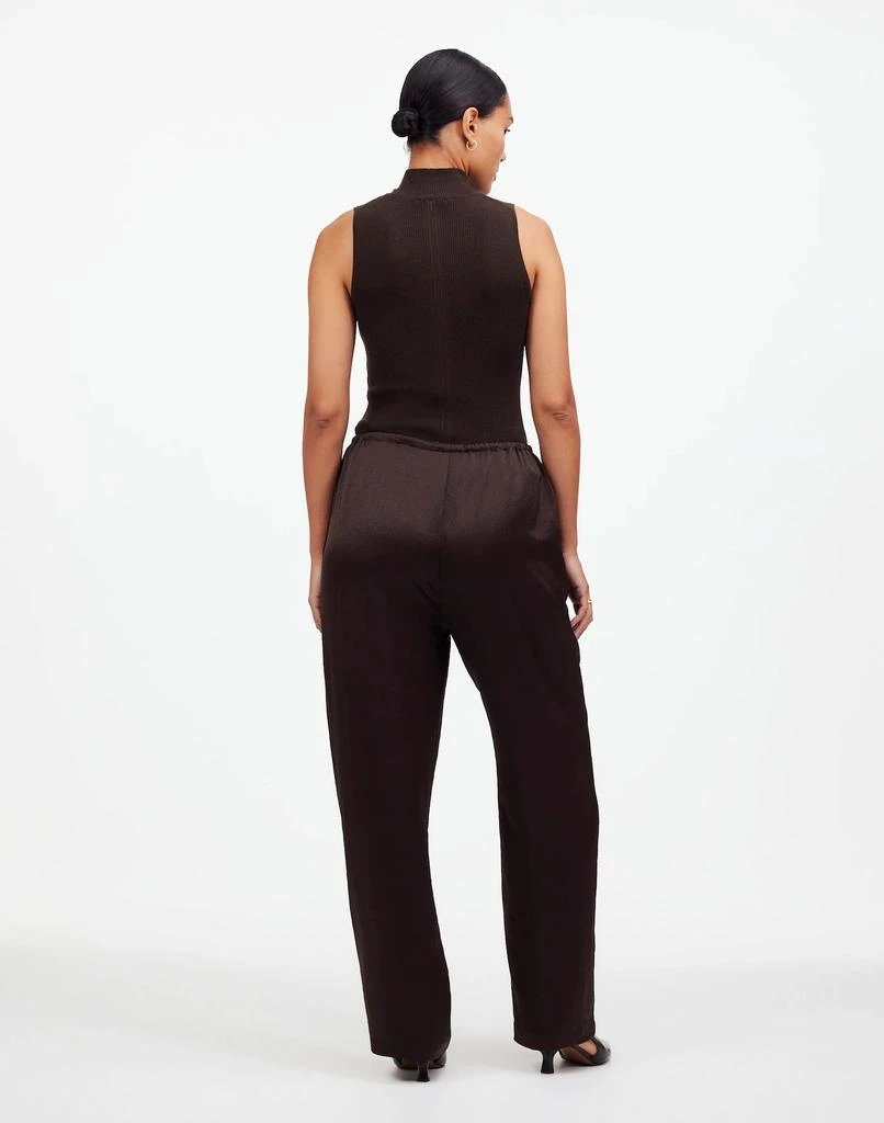 Madewell Petite Pintucked Slim Pull-On Pants in Satin 4