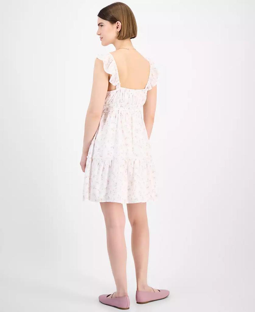 Pink Rose Juniors' Flutter-Sleeve Floral-Print Mini Dress