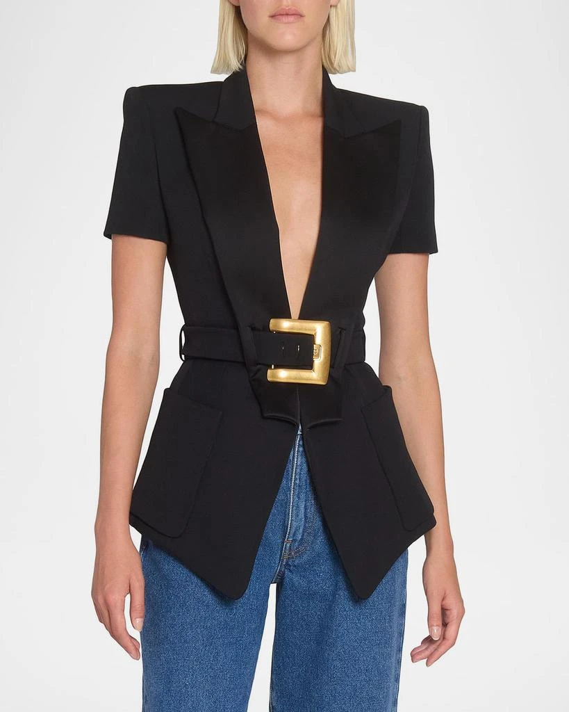 Balmain Tailored Short-Sleeve Belted Blazer Jacket 3