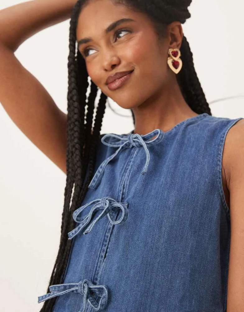 Nobody's Child Nobody's Child Eden sleeveless denim midi dress in mid blue 4