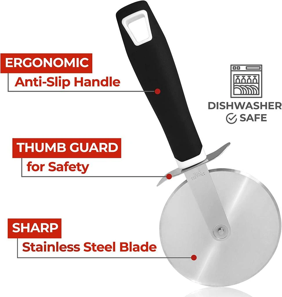 Zulay Kitchen Super Sharp Stainless Steel Pizza Cutter with Comfort Handle 4