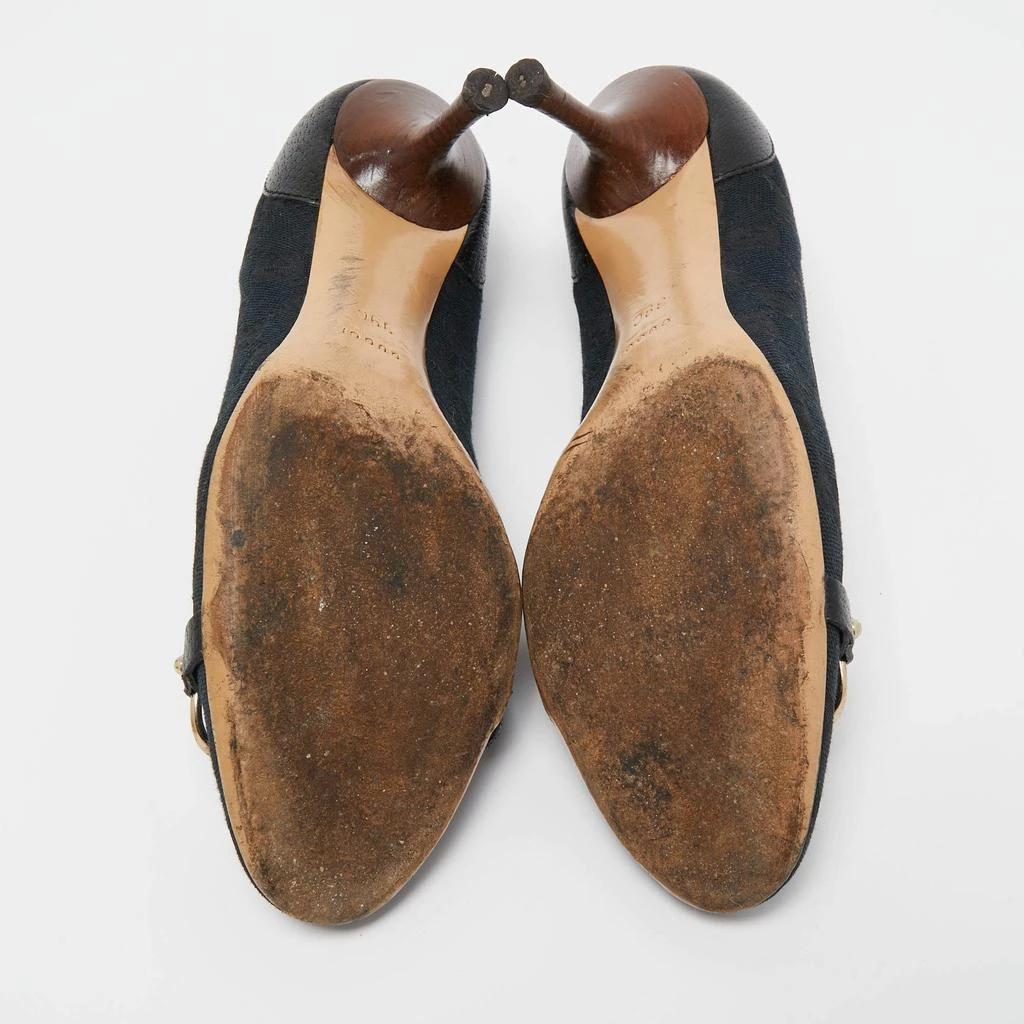 Gucci Navy Blue Canvas Bambo Horsebit Pumps Size 39 – On  display picture 2