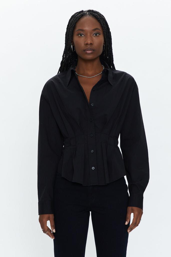 Pistola Denim Julie Pleated Button Down Shirt - Noir