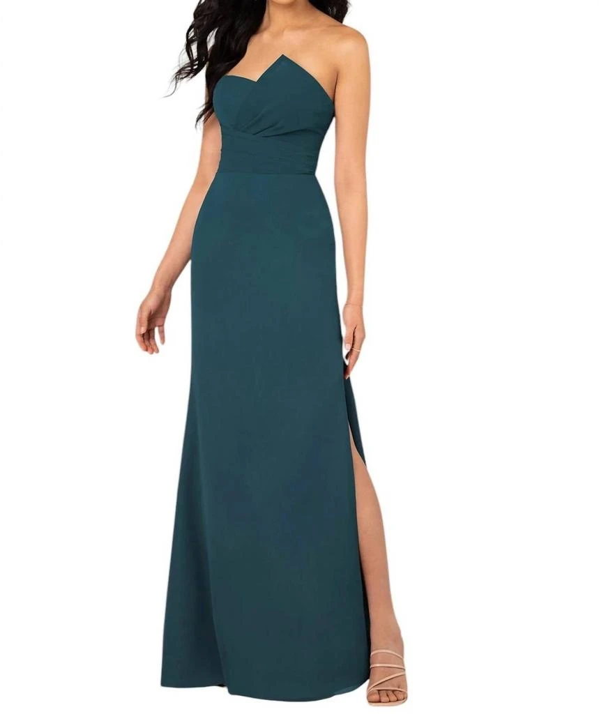 Sorella Vita Strapless Chiffon Bridesmaid Dress With Notched Neckline In Teal 1