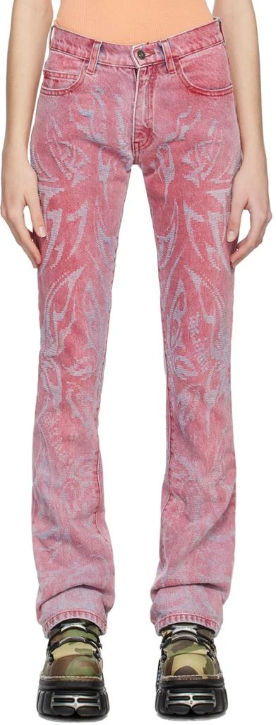 MadeMe SSENSE Exclusive Pink Laser Butterfly Jeans 1