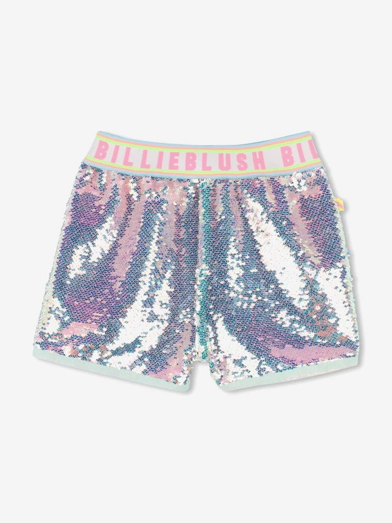 Billieblush Girls Sequin Logo Shorts in Blue 1