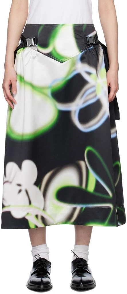MINJUKIM Black V-Cut Buckle Midi Skirt 1