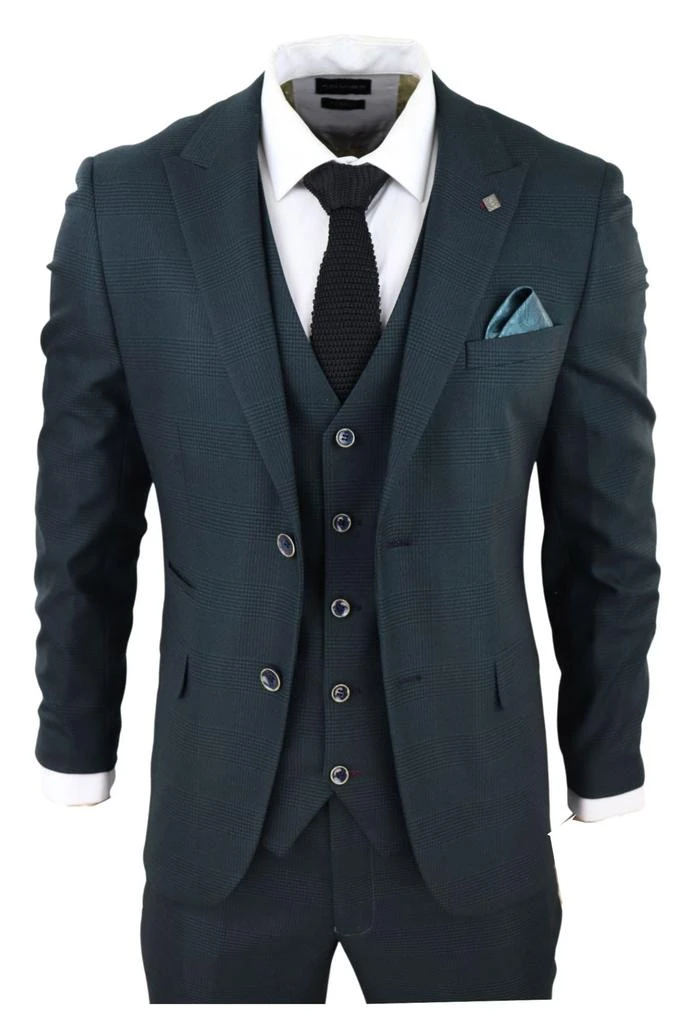 Paul Andrew Jasper Olive Green 3 Piece Suit Check 1