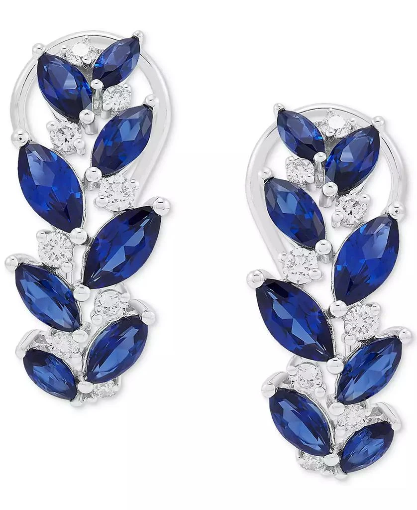 Grown With Love Lab Grown Sapphire (3-1/6 ct. t.w.) 
Lab Grown Diamond (1/3 ct. t.w.) Vine-Inspired Hoop Earrings in 14k White Gold, 0.79" 3