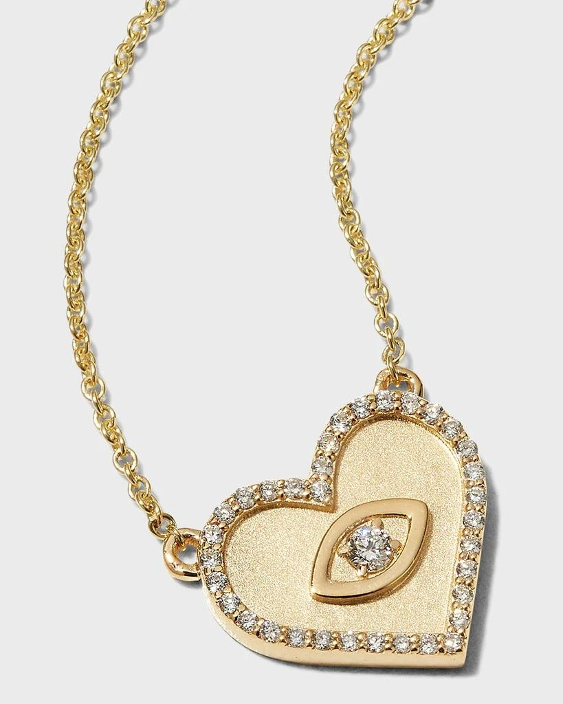 Sydney Evan Yellow Gold Small Heart Necklace with Marquise Eye 3