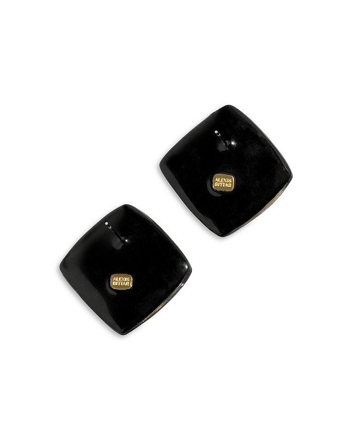 Alexis Bittar Luminous Lucite Armor Black Framed Diamond Shape Drop Earrings in 14K Gold Plated