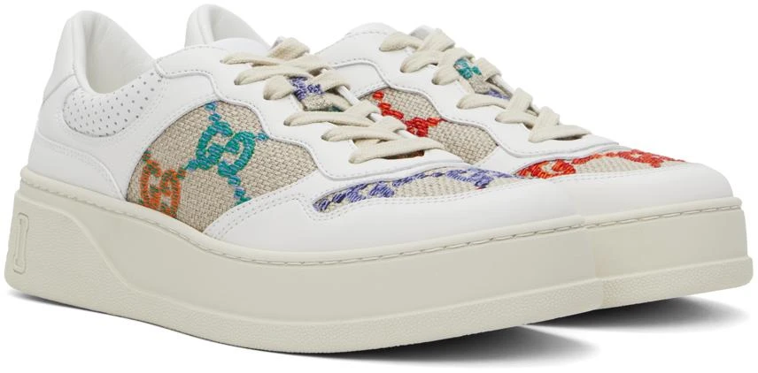 Gucci White & Beige GG Sneakers 4