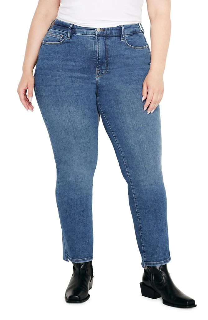 Good American Good Legs Step Hem Ankle Straight Leg Jeans 3