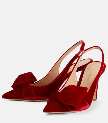 Gianvito Rossi 85 bow-detail velvet slingback pumps 4