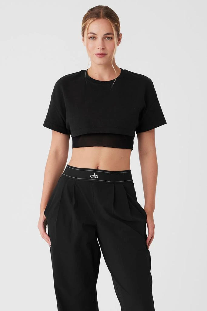 Alo Made You Look Cropped Short Sleeve Tee - Black - T-Shirts - Free ...