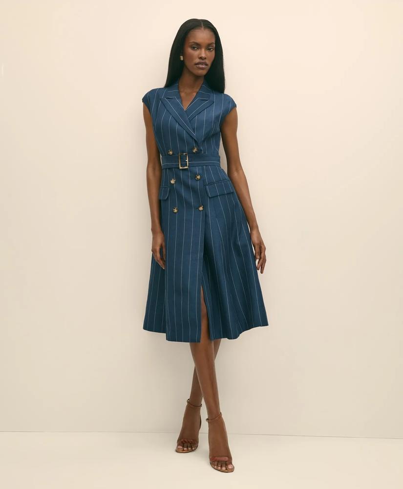 Brooks Brothers Lyocell-Blend Pinstripe Trench Dress
