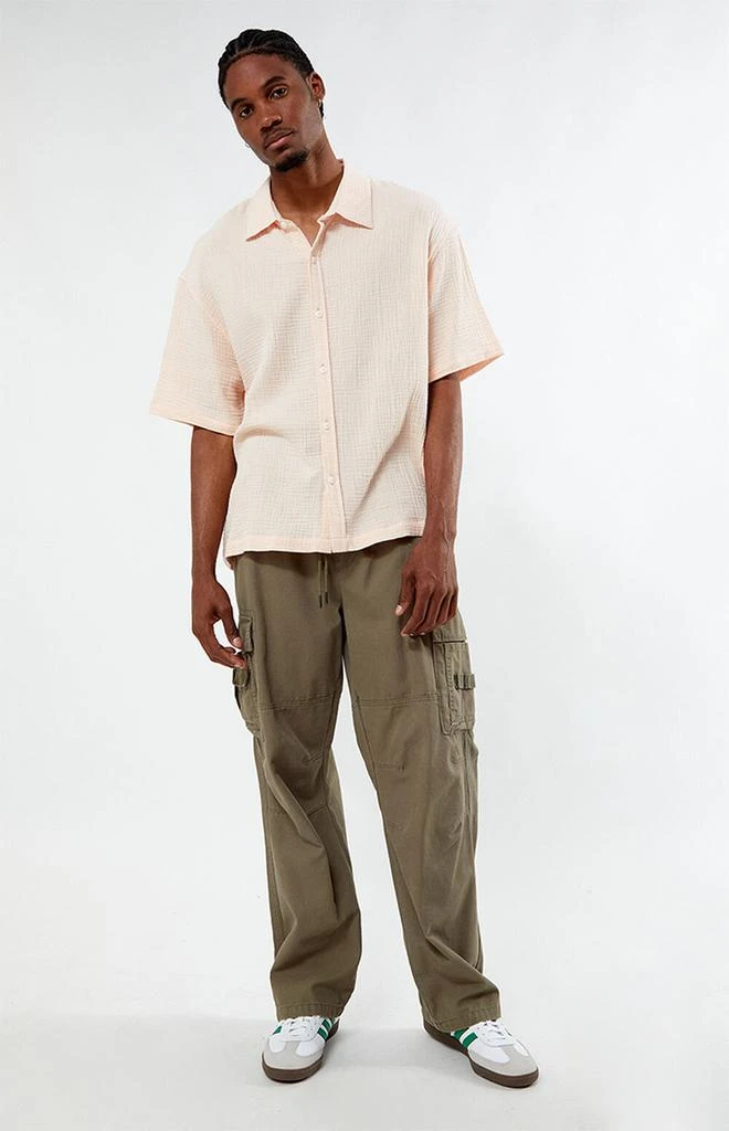 PacSun Pink Cropped Boxy Gauze Camp Shirt 4