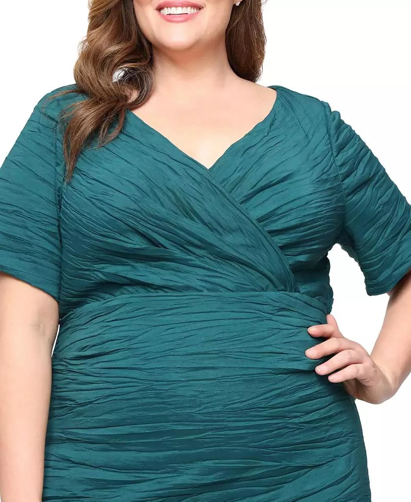 Alex Evenings Plus Size Long Crinkle Stretch Taffeta Dress - Emerald Green - 24W Alex Evenings Plus Size Long Crinkle Stretch Taffeta Dress - Emerald Green - 24W