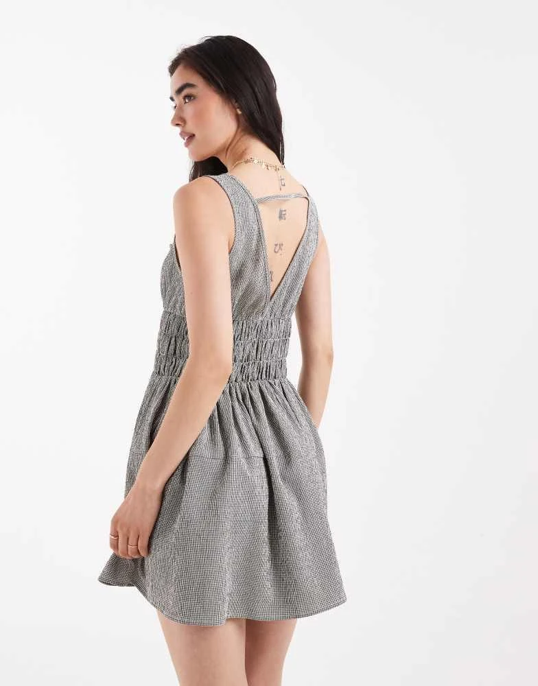 Daisy Street Daisy Street shirred waist detail mini dress in check gingham 3