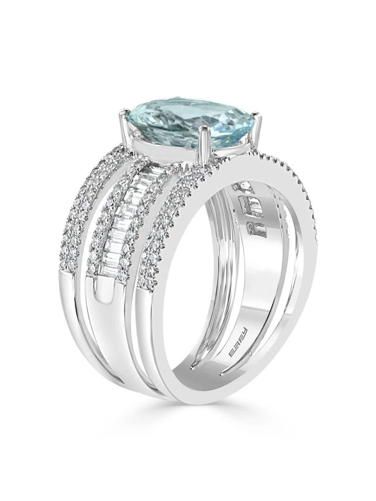 Effy 14K White Gold, 3.10 TCW Aquamarine 
0.84 TCW Diamond Ring 2