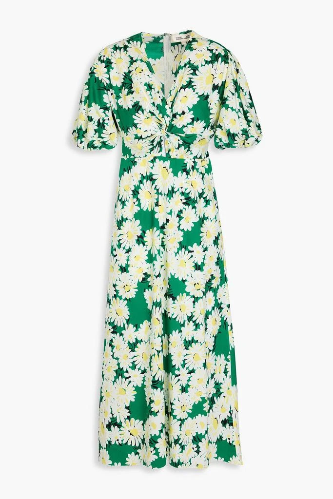 Diane von Furstenberg Majorie twisted floral-print cotton-blend poplin midi dress 1
